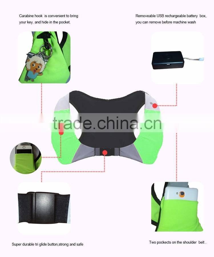 Versatile comfortable USB rechargeable battery powered hi viz safety vest