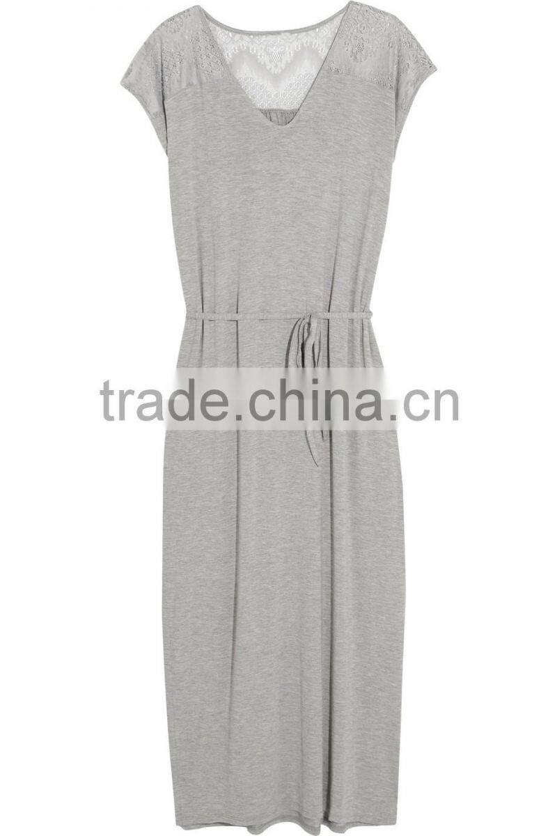 Sleepwear Women! High Quality Soft Viscose Blend Lace-Paneled Stretch Jersey Nightdress