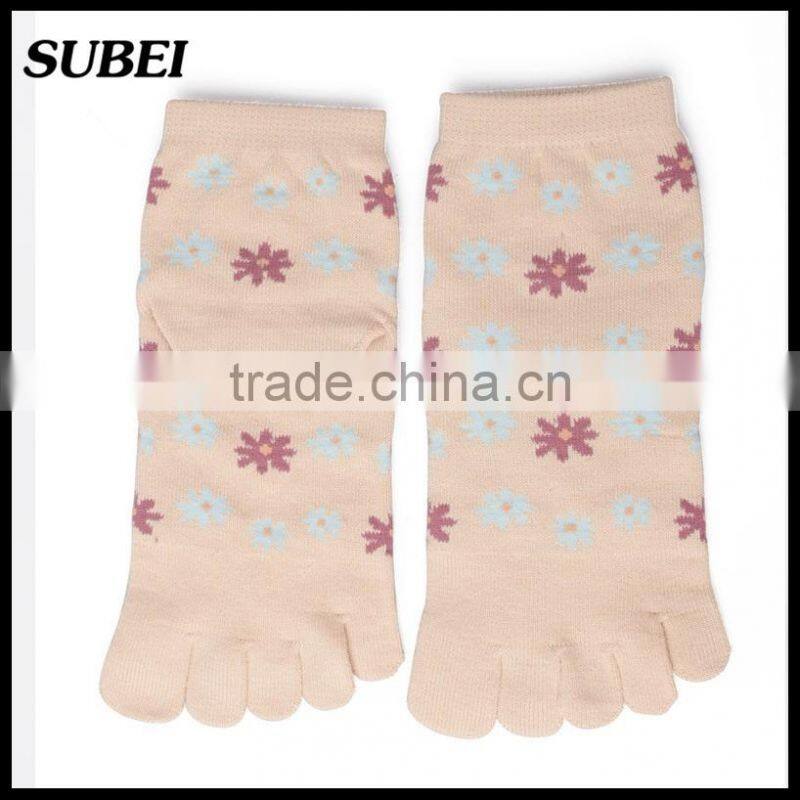 flower knitting sock five toe finger socks woman sock
