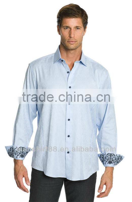 High quality light blue poplin men's cotton oxford casual shirt