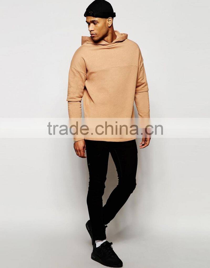 Longline Oversized Hoodie With Double Layer Sleeves & Zips