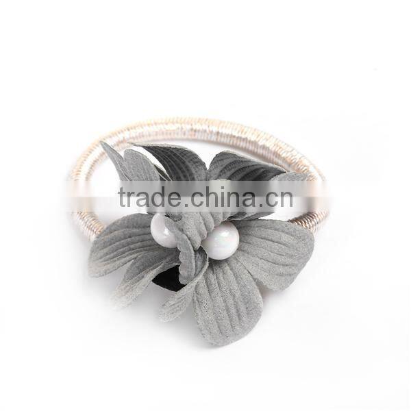 Fabric Hair Ties Flower Gray