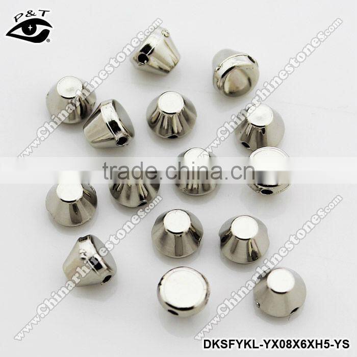 8x6mm silver cone shape sew on spike studs for shoes clothing
