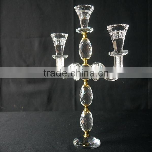 Wedding Decorative Candelabra,Crystal With Golden Metal Candle Holder