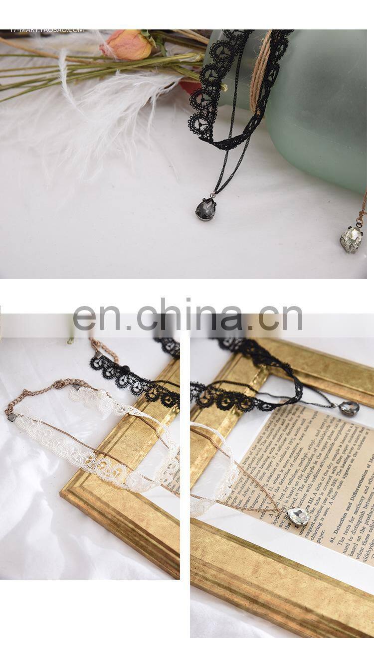 Fashion chocker necklaces Lace choker necklace with chain