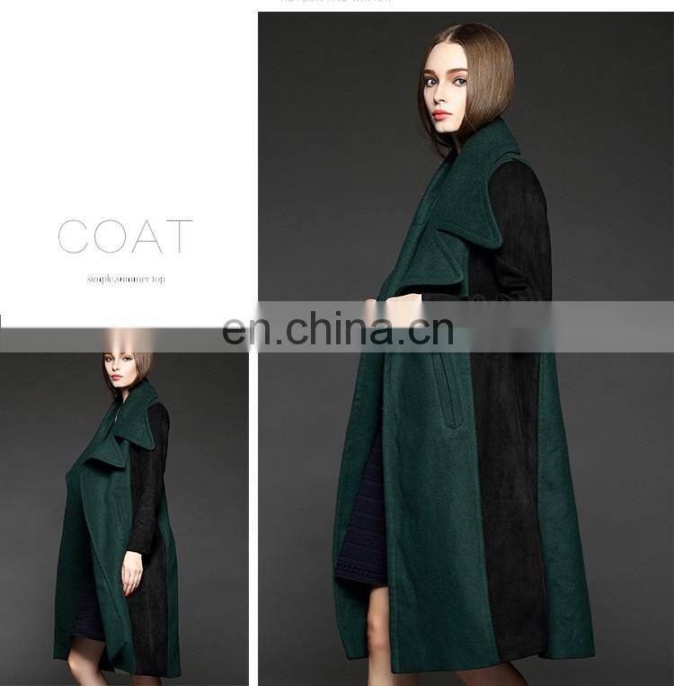 Woolen clothes designs for ladies long mix color wool trench coat