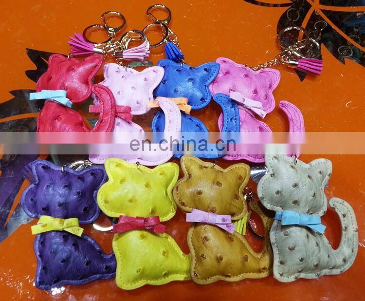 Handmade Leather Keychain Car Animal Key Chain Women Bag Charm Pendant Bag Accessories