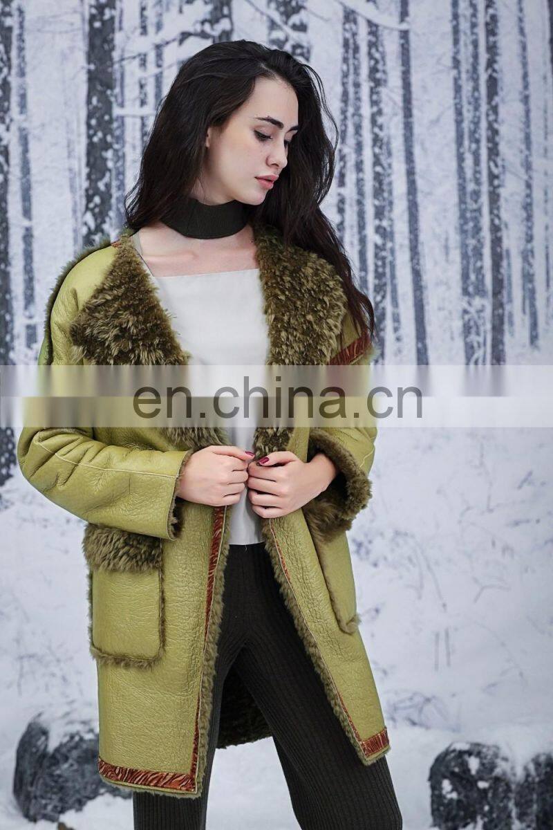 Terrific Color Sheepskin Fur Jacket Reversible Attractive Style Sheep Fur Leather Coat Double Faced Fur Overcoat