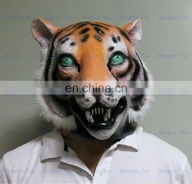 tiger cap - and - animal costume : One size fit most plush white and realistic tiger mask props