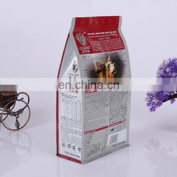 Custom stand up pouch resealable aluminum foil pet food packing bag with zipper