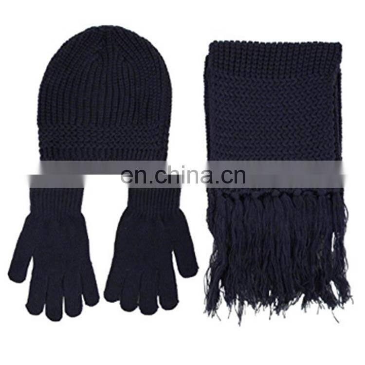 Custom Winter hat Knitted gloves 100%arcylic scarf set with embroidery