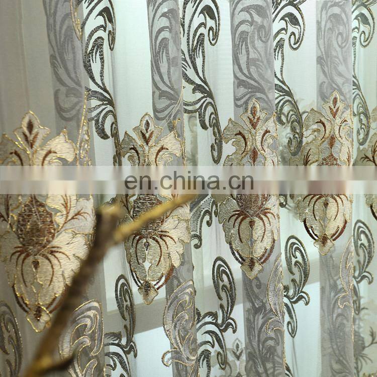 China Suppliers Royal Home Embroidered fabric Turkish Style Curtain in Gray Color
