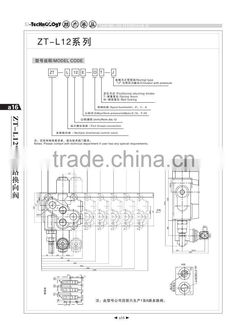 LPM50L/min 5 ways electric pneumatic hydraulic valve / oil control valve