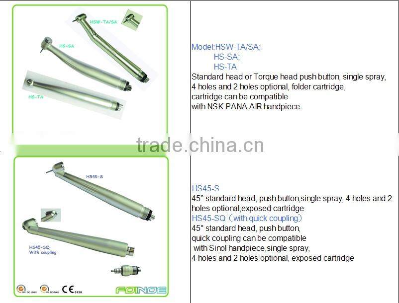 Model: HT-T/HT-TQ CE Approved dental push button high speed handpieces