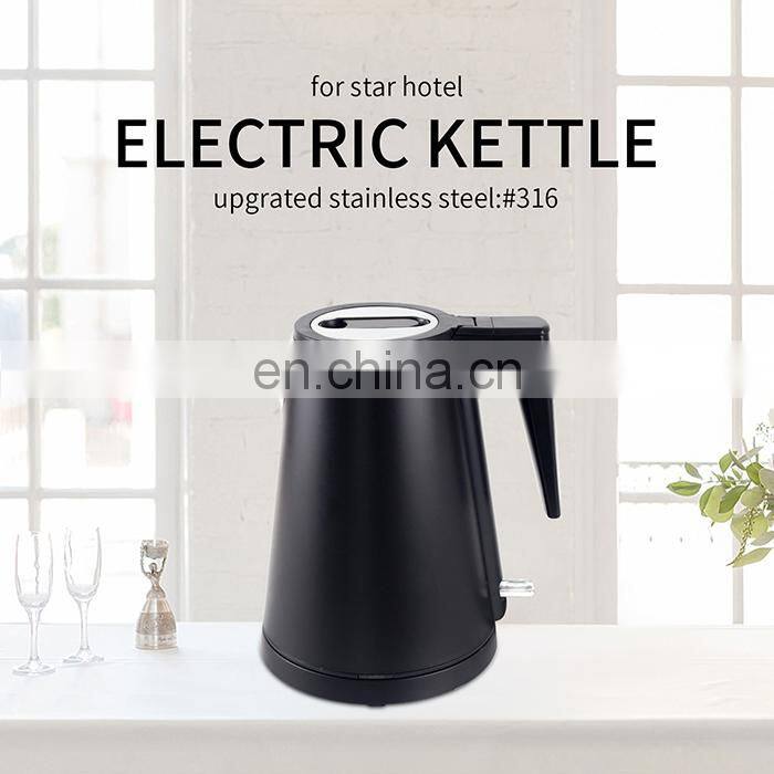 Honeyson new 5 star hotel supplies luxury black 0.8L cordless electric kettle