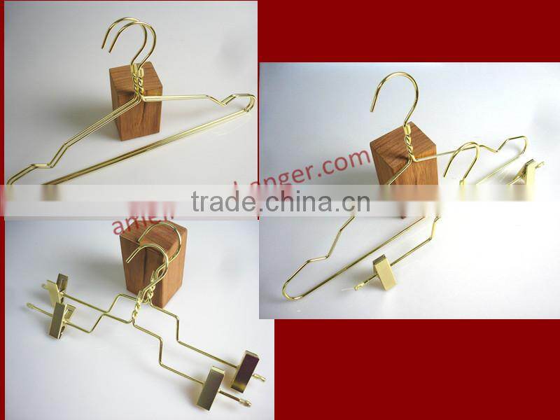 High quality wire hangers Gold metal clothes hanger