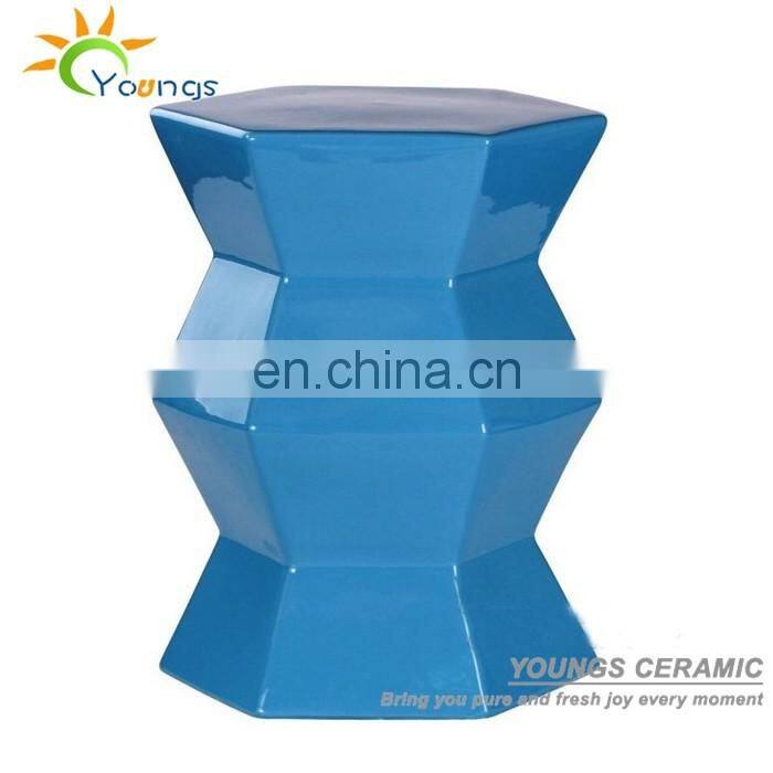 Beautiful Zig Zag Design Chinese Porcelain Painted Ceramic Stools