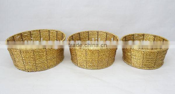 set of 3 handwoven round cheap decorative baskets
