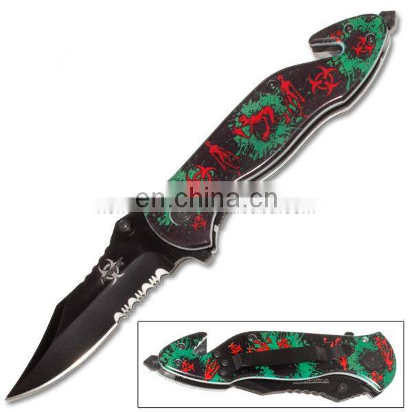 8.5"Series Glass Breaker Assisted Opening Emergency rescue Hunting Folding knife