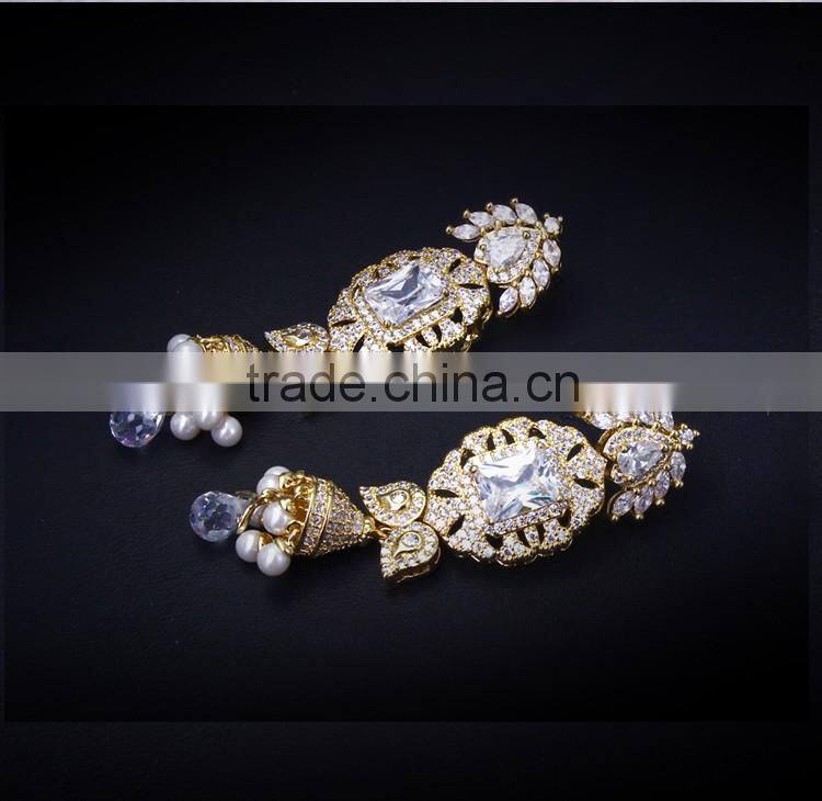 Newest Trending Item African Look Wedding Luxury Set CZ Pearl Jewelry Set