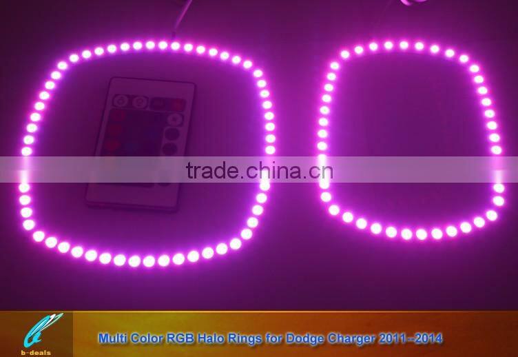 RGB Multi-Color LED Angel Eyes Halo Rings Kit For 2011-2014 Dodge Charger with Remote