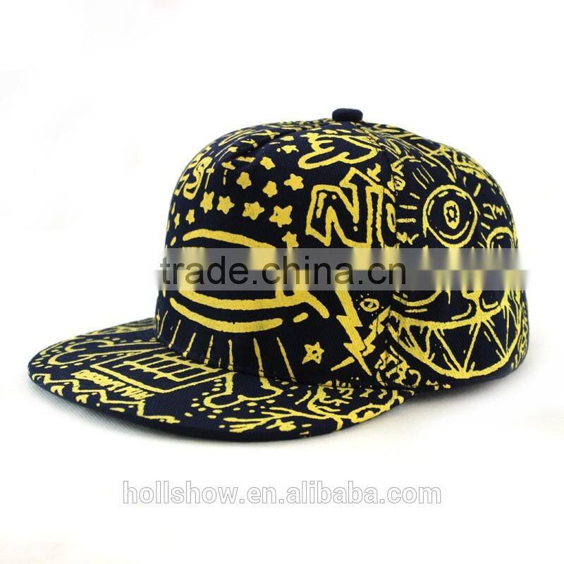 Best Selling Fashion Large Eye Printed Adult Hiphop Flat Cap Snapback