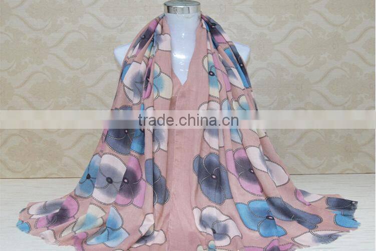 Manufacturer Wholesale Fringed Viscose Flower Printed Fall Fashion Woman Scarf