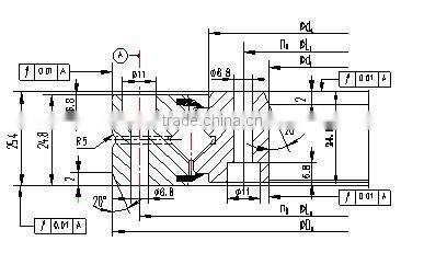 XSU080168 crossed roller bearing|thin section slewing bearing|130*205*25.4mm