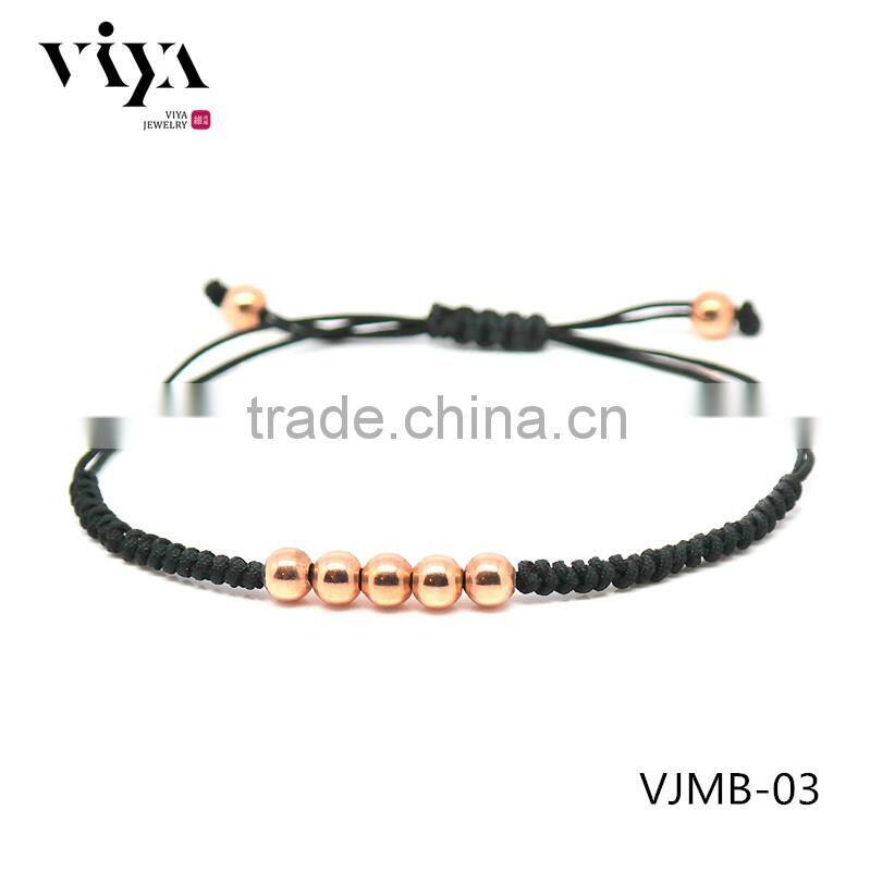 18kt Rose Gold Plated Beads Macrame Bracelet with red nylon rope