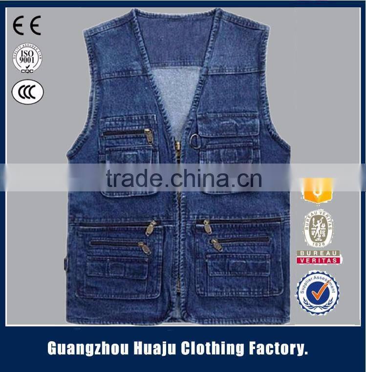 Hot Sell High Quality Fashion Young Men Casual waistcoats Denim Vest For Men