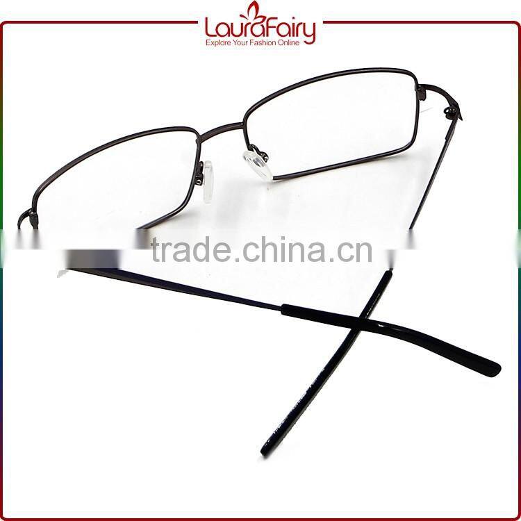 Laura Fairy Italy Designer Black Rectangle Metal Spectacle Optical Frame For Unisex