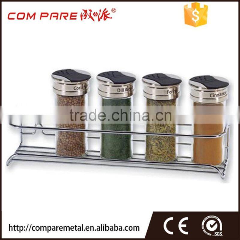 One tier wall mounted spice jar rack