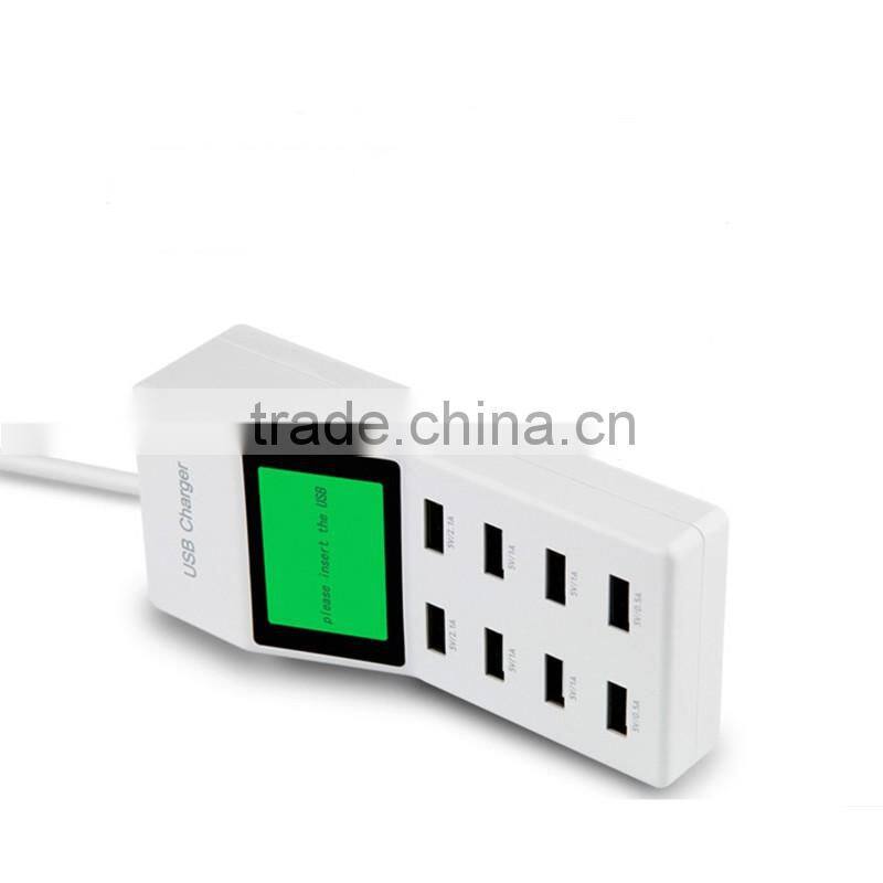 Universal 8 USB Port Display Screen US EU UK Plug Travel AC Power Adapter Socket Smart Wall Charger For Cell Phone Tablet Camera