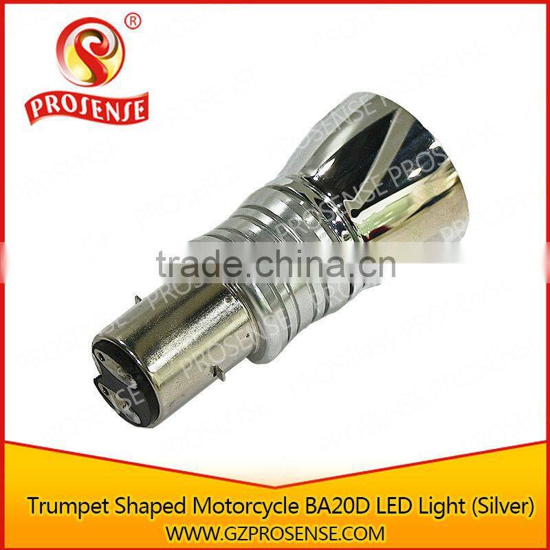 Prosense Trumpet Shaped BA20D Led Lights for Motorcycle (Silver)