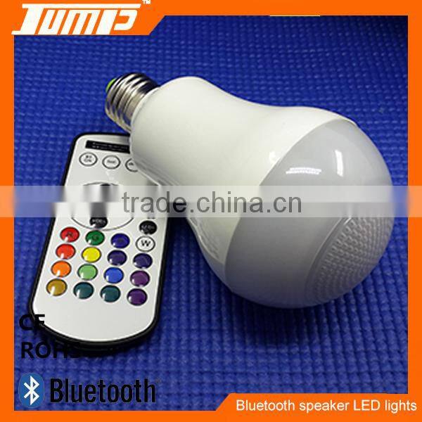 High quality bluetooth E27 remote contrl colorful bulb LED light music speaker