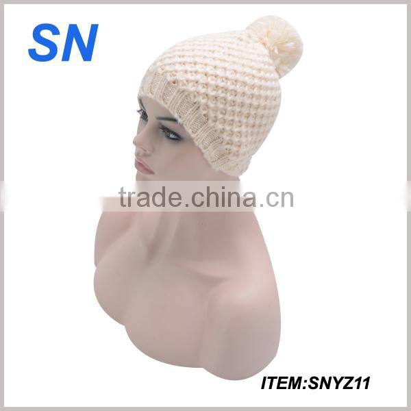custom novelty acrylic knitted pom pom hat lady