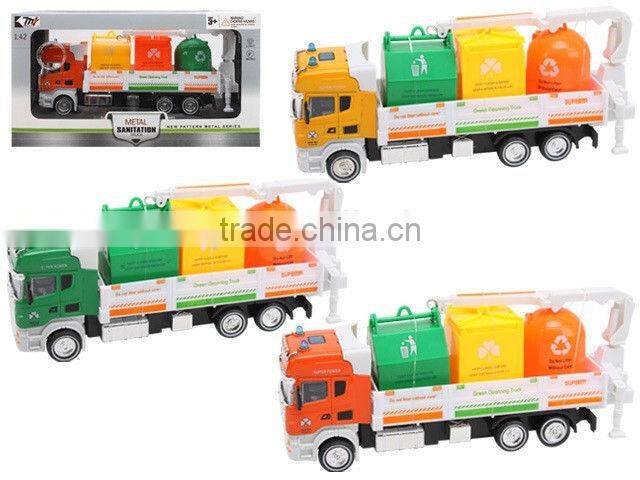 Alloy 1:42 scale model garbage truck toy for children