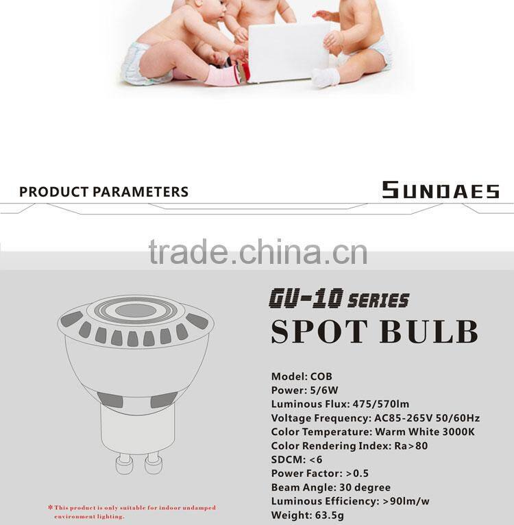 LED spotlightLED spot light white aluminum warm white 5W 6W GU10 COB led spotlight