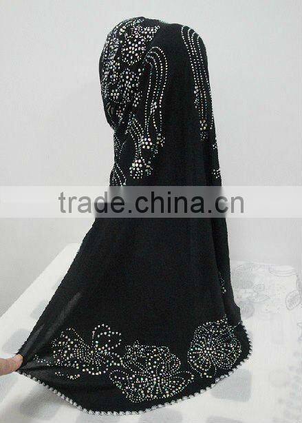 H123 new design one piece muslim hijab with rhinesones