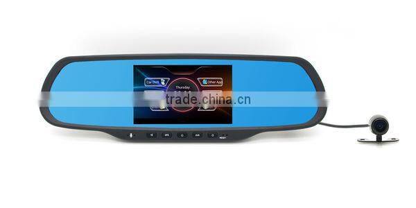 Chelong Factory 5.0inch Android 4.0.4 Dual Lens 120deg Wifi G-sensor GPS global media rearview mirror
