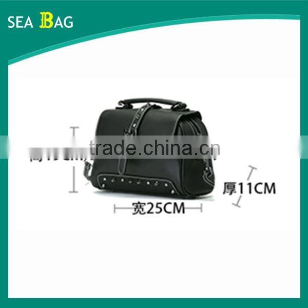 2016 Fashion Rivet Black Leather Satchel tote bag With Two Style Straps In Chinese Alibaba