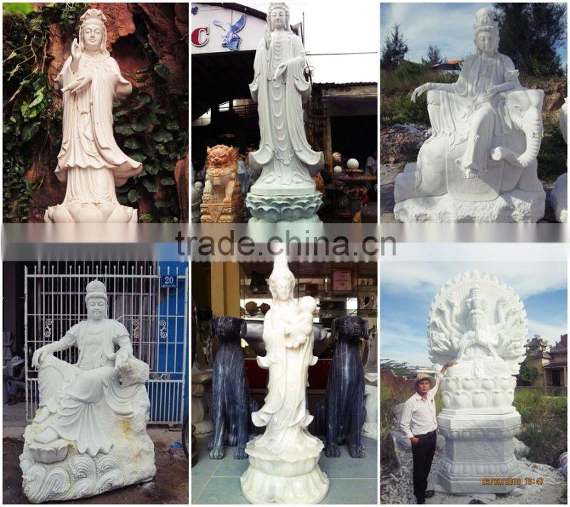 Guanyin Female Buddha Statue Marble Stone Statue Hand Carving Sculpture For Pagoda, Cave, Temple