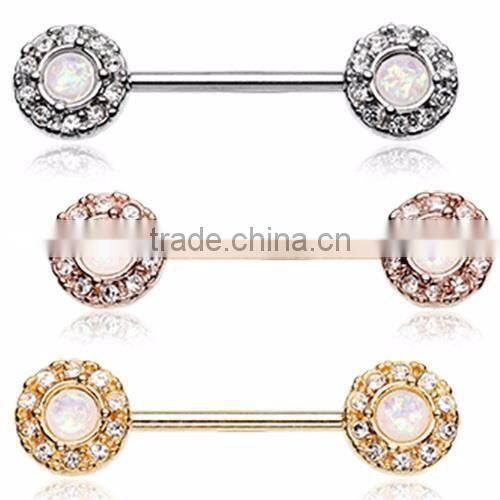 Opal Elegance Nipple Barbell Ring