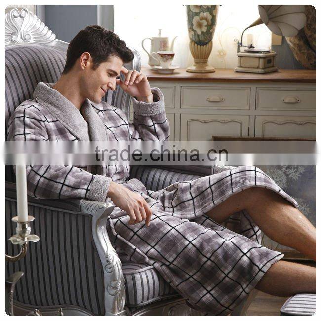 Men's super soft thermal coral fleece bathrobe
