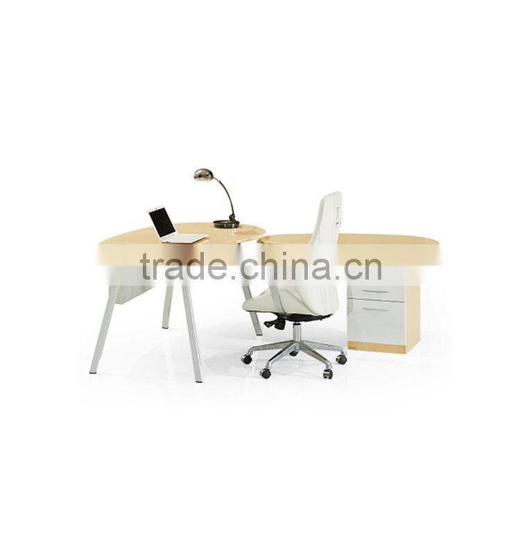 modern simple wood and steel office desk with side table