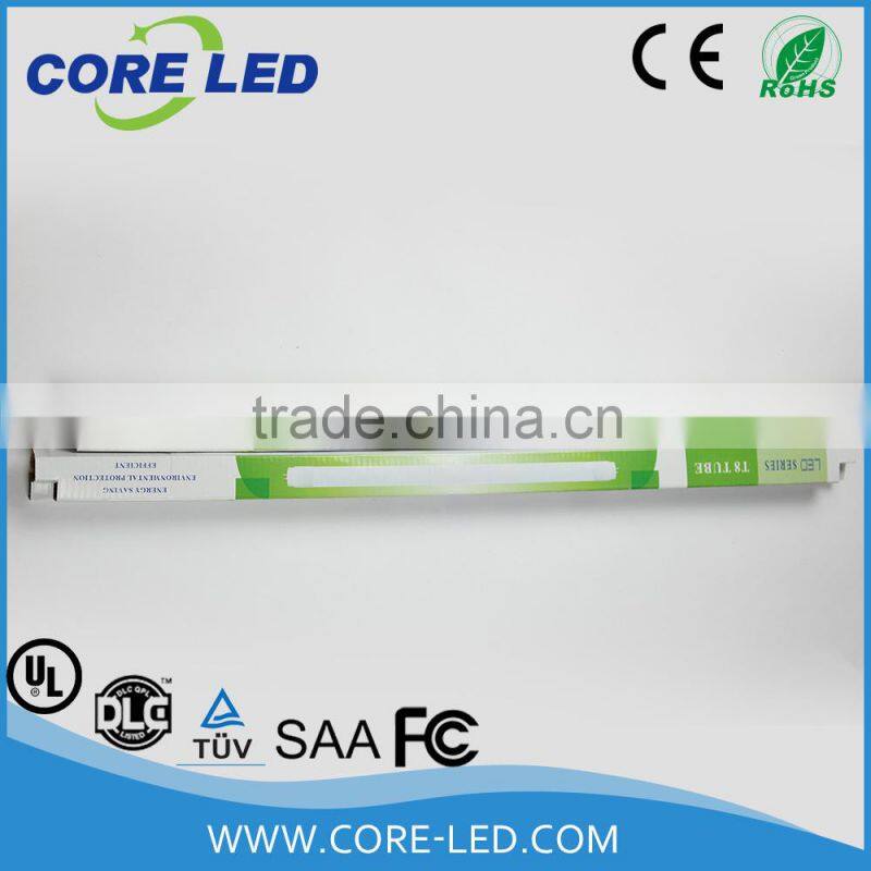 high luminous 100lm/w 1800lm 18w t8 led glass tube