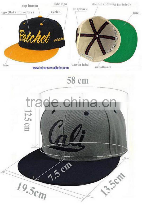 Blank Cotton Embroidery 5-Panel Flat Brim Ladies Leisure Hats