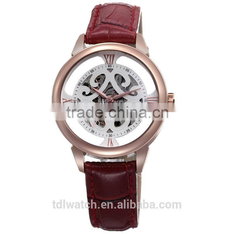 Genuine Leather Mechanical Skeleton Japan Movement Watch