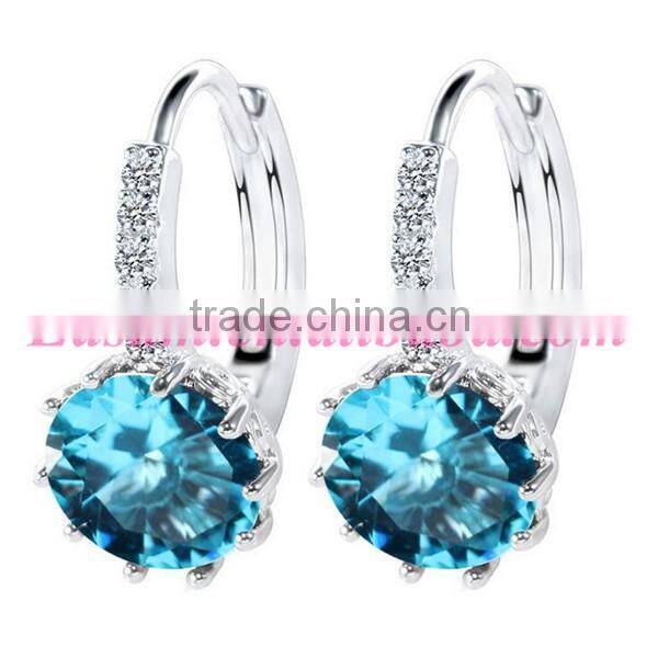 Fashion Blue Danube earring AAA zircon ear clip earring