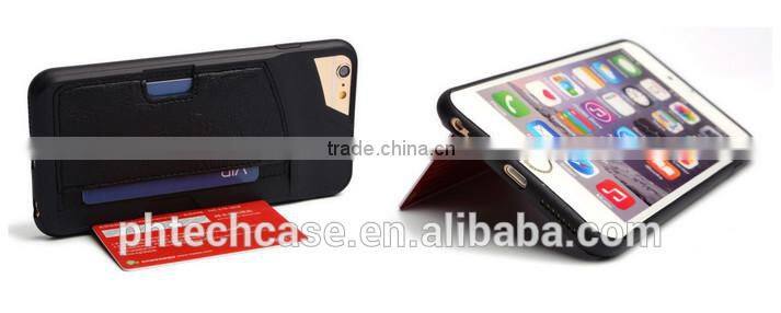 for iphone 6 credit card case TPU + PU leather Back Phone Case cover new style